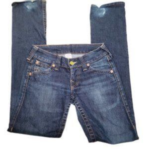 True Religion Women's Blue Denim Comfort Slim Fit Straight Leg Jeans Size 26